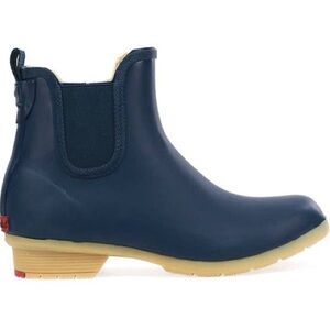 Chooka Chelsea Fur-Lined Slip On Navy Ankle Rain Boots